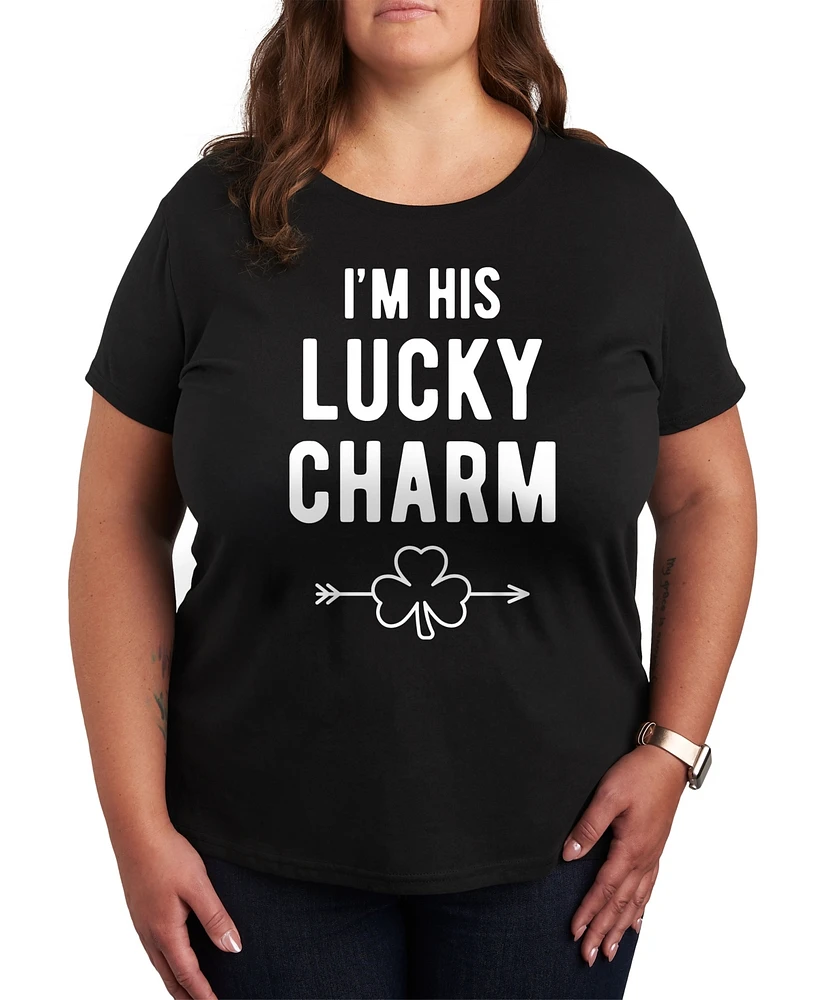 Hybrid Apparel Plus Trendy I'm His Lucky Charm Graphic Crew Neck T-Shirt