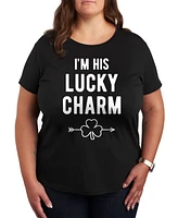 Hybrid Apparel Plus Trendy I'm His Lucky Charm Graphic Crew Neck T-Shirt