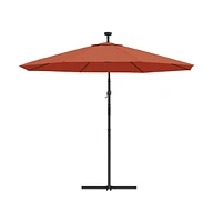 Cantilever Garden Parasol with Led Lights and Steel Pole Terracotta