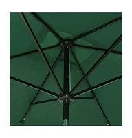 vidaXL Garden Parasol with LEDs and Steel Pole Green 6.6'x9.8'