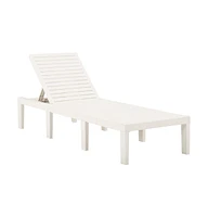 vidaXL Sun Lounger with Cushion Plastic White