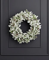 Seasonal 24" Snowy Lambs Ear and Holly Berry Wreath