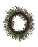 Seasonal 30" Pre-Lit Mixed Mica Foliage Wreath