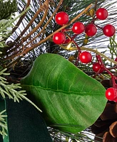 Seasonal 28" Pre-Lit Magnolia Leaf, Eucalyptus and Berry Wreath