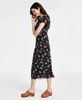 Lucky Brand Women's Floral Lace-Trim Midi Dress