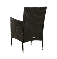 Patio Chairs with Cushions 2 pcs Poly Rattan Black