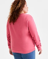 Style & Co Plus Embroidered Fleece Sweatshirt, Exclusively at Macy's