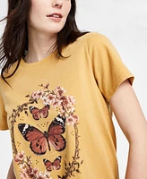 Lucky Brand Women's Cotton Butterfly Frame Crewneck Tee