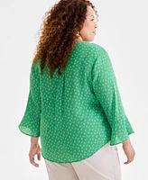 Style & Co Plus Printed Pintuck Blouse, Exclusively at Macy's