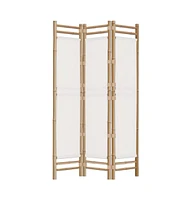 vidaXL Folding 3-Panel Room Divider 47.2" Bamboo and Canvas