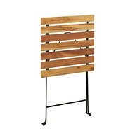 vidaXL 3 Piece Folding Bistro Set Solid Wood Teak and Steel