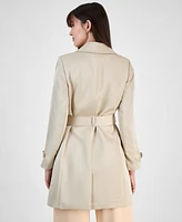 Tahari Asl Women's Satin Double-Breasted Belted Trench Jacket