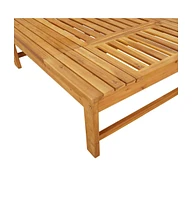 vidaXL Sun Lounger with Cream White Cushion and Pillow Solid Wood Acacia