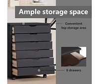 Rolling Cabinet with Drawers Moss Gray Solid Wood Pine