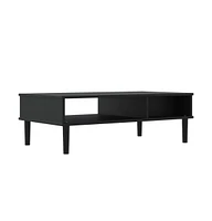 vidaXL Coffee Table Senja Rattan Look Black 39.4"x21.7"x13" Solid Wood