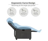 Recliner Chair Gray Real Leather