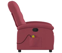 Massage Recliner Chair Wine Red Fabric