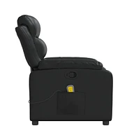 vidaXL Massage Recliner Chair with 6-Point Vibration Massage and Convenient Side Pocket, Leather Rocker