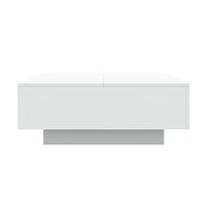 vidaXL Coffee Table with Led Lights White 31.5"x31.5"x12.2"