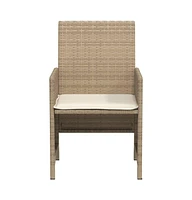 vidaXL 3 Piece Bistro Set with Cushions Beige Poly Rattan