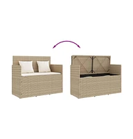 vidaXL Patio Bench with Cushions Beige Poly Rattan