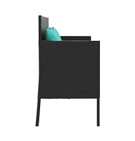 vidaXL Patio Bench with Cushions Poly Rattan
