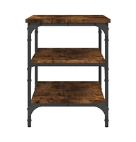 vidaXL Shoe Bench Smoked Oak 27.6"x15.2"x19.3" Engineered Wood