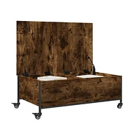 vidaXL Coffee Table with Wheels Smoked Oak 35.8"x21.7"x13.4" Engineered Wood