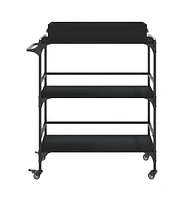 vidaXL Kitchen Trolley Black 32.1"x16.1"x36.4" Engineered Wood