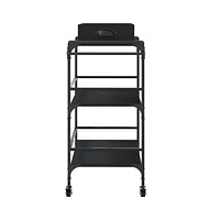 vidaXL Kitchen Trolley Black 32.1"x16.1"x36.4" Engineered Wood