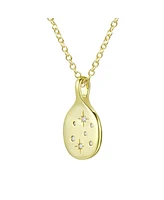 Genevive Sterling Silver 14K Gold Plated Cubic Zirconia Pendant