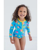 Pinkfong Baby Girls Shark Zip Up One Piece Bathing Suit