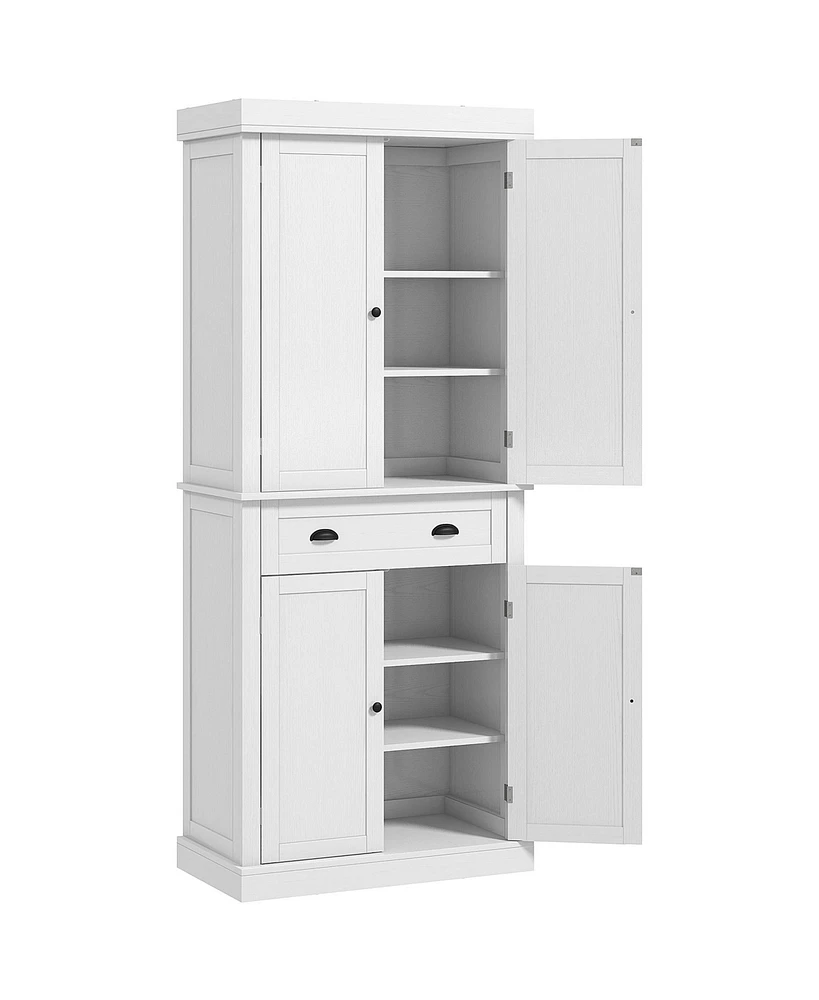 Homcom 72" Kitchen Pantry Cabinet with 2 Cupboards, Drawer