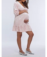 Motherhood Maternity Maternity V-Neck Ruffle Hem Babydoll Dress - Motherhood