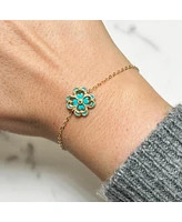 The Lovery Blue Enamel Single Clover Bracelet 14K Gold