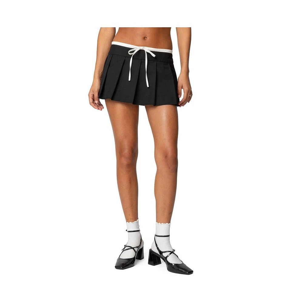 Edikted Women's Contrast Drawstring Pleated Mini Skort