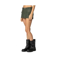 Edikted Womens Faux Leather Cargo Micro Skort