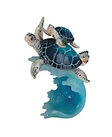 Fc Design "2-pc Set" 8.75"H Sea Turtle with Baby Swimming on Wave Figurine Statue Ornament Home Room Office Decor and Perfect Ideas for Housewarming,