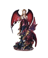 Fc Design "2-pc Set" 8"H Gothic Red Fairy with Dragon Figurine Statue Ornament Home Room Office Decor and Perfect Ideas for Housewarming, Holidays and