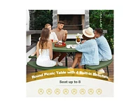 Slickblue 8-Seater Picnic Table All-Weather Design with Built-In Umbrella Hole