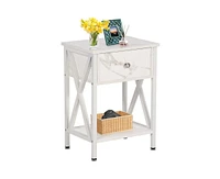 Slickblue Set of 2 Rustic Nightstands - 1 Drawer Design Warm Wood Finish