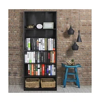 Slickblue 5-Shelf Bookcase Wood Finish for Stylish Storage and Organization