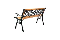 Slickblue Flowers Outdoor Patio Park Cast Iron Garden Porch Chair Bench