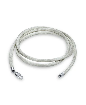 Bling Jewelry Soft Thin Satin Silk Cord Strand Necklace For Pendant Layering .925 Sterling Silver