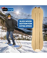 Wham-o 42" Wooden Kids Snowboard, Single Rider Woody Snowboard with Heavy-Duty Tow Leash