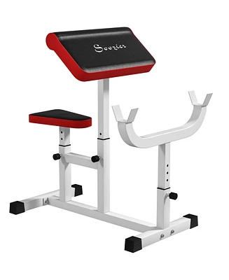 Soozier Preacher Curl Bench, Adjustable Preacher Bench for Home Gym,