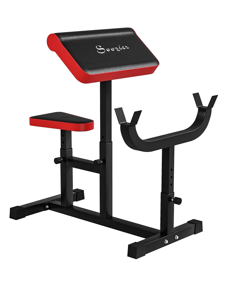 Soozier Preacher Curl Bench, Adjustable Bench for Home Gym,