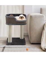 Gymax Cat Tree Multi-Level Cat Tower w/ Scratching Posts & Large Plush Perch