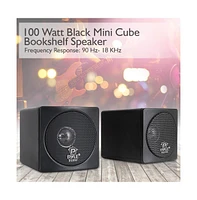 Pyle 3" Mini Cube Bookshelf Speakers, Full Range, 100W Power, Black (Pair)