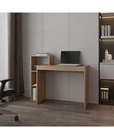 Fm Furniture Salome Computer Desk with Open Storage, Natural Oak